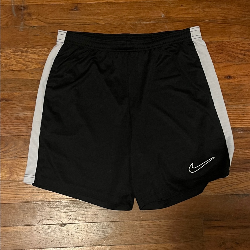 Nike Men's Black and White Soccer Shorts